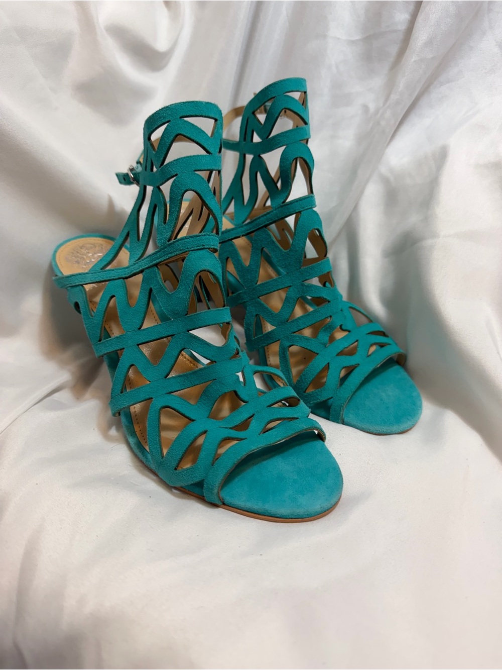 Vince Camuto Teal Cutout Strappy High Heel Sandals